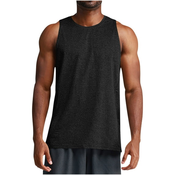 Plebaso Tank Tops for Men Sleeveless Athletic Muscle Tops Breathable Mens Gym Workout Running T Shirts