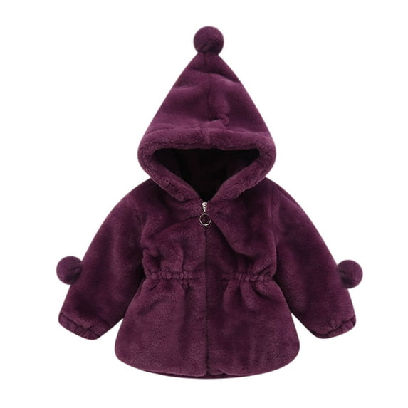 Plebaso Toddler Baby Boys Girls Coat Cloak Cute Plush Solid Color Long Sleeve Fall Winter Warm Hoodie Outerwear