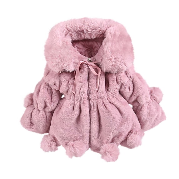 Plebaso Toddler Baby Boys Girls Coat Cute Plush Solid Color Long Sleeve Fall Winter Thicken Warm Outerwear