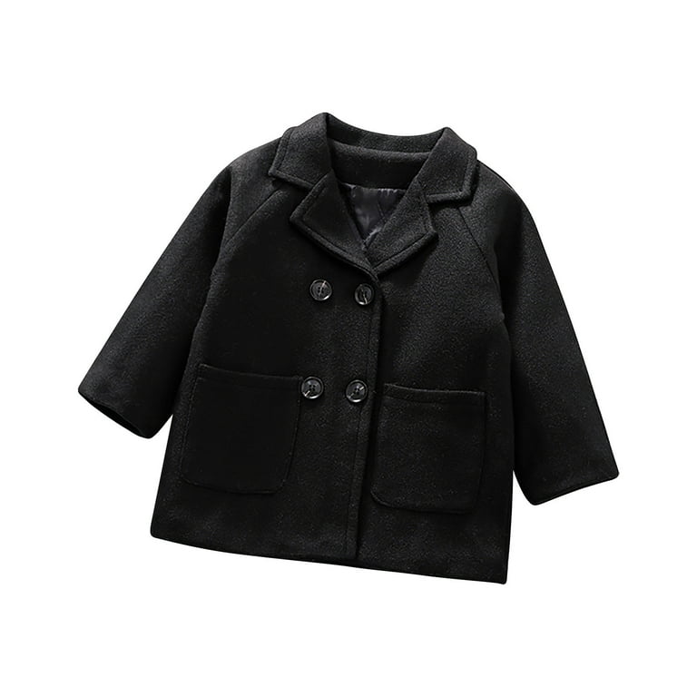 Plebaso Toddler Baby Boys Girls Trench Coat Lapel Solid Color Long