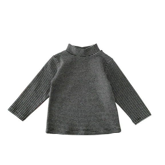 Plebaso Toddler Baby Girls Boys Bottoming Shirt Half Turtleneck Striped Printed Long-Sleeved Tops Baby Fall Winter Clothes