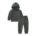 thumbnail image 1 of Plebaso Toddler Baby Girls Boys Sports Set Solid Color Long Sleeves Hooded Sweatshirt Pants Two-piece Set, 1 of 7