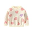 thumbnail image 1 of Plebaso Toddler Baby Girls Boys Valentine's Day Sweater Long Sleeve Ruffled Crew Neck Knit Tops Baby Fall Winter, 1 of 5