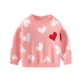 thumbnail image 1 of Plebaso Toddler Baby Girls Boys Valentine's Day Sweater Long Sleeve Ruffled Crew Neck Knit Tops Baby Fall Winter, 1 of 5