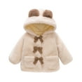 thumbnail image 1 of Plebaso Toddler Baby Girls Coat Solid Color Plush Cute Bear Ears Long Sleeve Fall Winter Warm Jacket Outerwear, 1 of 7