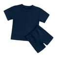 thumbnail image 1 of Plebaso Toddler Baby Girls Solid Color Short-sleeved Shorts Two-piece Sports Suit Baby Summer Clothes, 1 of 6