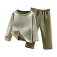 thumbnail image 1 of Plebaso Toddler Baby Kids Winter Striped Long Sleeve Tops Pants Thickening Home Wear Clothes Suit, 1 of 4