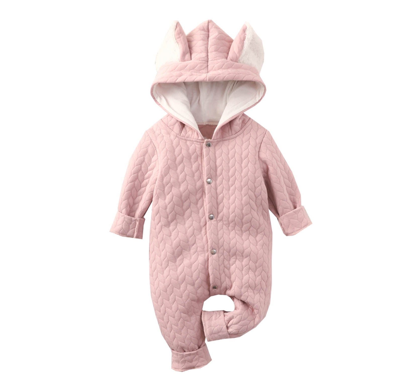 Winter Arrival Baby Girls Flowers Pattern Warm Padded Thick Romper
