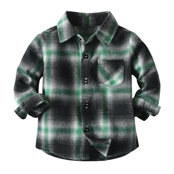 Plebaso Toddler Kids Baby Boys Girls Fashion Plaid Shirt Jacket Long Sleeve Lapel Button Shacket Boys Fall Winter Tops