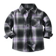 thumbnail image 1 of Plebaso Toddler Kids Baby Boys Girls Fashion Plaid Shirt Jacket Long Sleeve Lapel Button Shacket Boys Fall Winter Tops, 1 of 7