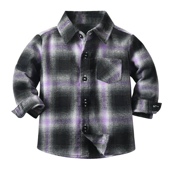 Plebaso Toddler Kids Baby Boys Girls Fashion Plaid Shirt Jacket Long Sleeve Lapel Button Shacket Boys Fall Winter Tops