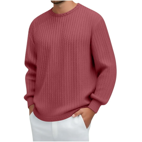 Plebaso Tops for Men Long Sleeve Loose Textured Sweatshirts Causal Crewneck Solid Color Mens Pullover
