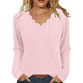 thumbnail image 1 of Plebaso V Neck Tops for Women Long Sleeve Casual Knit Tunic Shirts Womens Lightweight Loose Pullover, 1 of 6