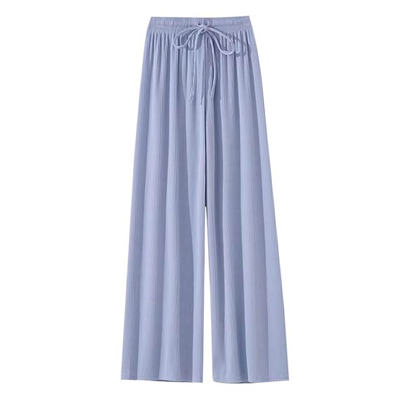 Plebaso Wide Leg Pants for Girls Elastic Waist Drawstring Thin Trousers Loose Kids Summer Casual Pants