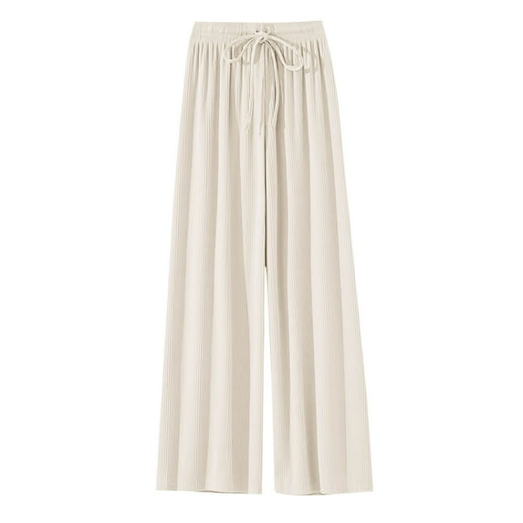 Plebaso Wide Leg Pants for Girls Elastic Waist Drawstring Thin Trousers Loose Kids Summer Casual Pants