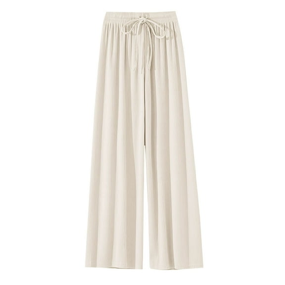 Plebaso Wide Leg Pants for Girls Elastic Waist Drawstring Thin Trousers Loose Kids Summer Casual Pants