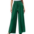thumbnail image 1 of Plebaso Wide Leg Pants for Women Solid Color Elastic Waist Button Decoration Trousers Ladies Casual Loose Pants, 1 of 5