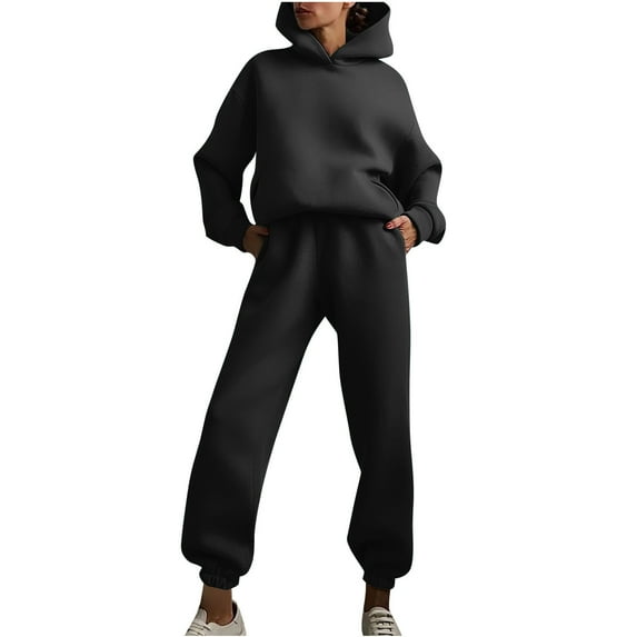 Plebaso Women's 2 Piece Outfits Sweatsuit Long Sleeve Hoodies Tracksuit Jogger Sweatpants Sweat Outfits