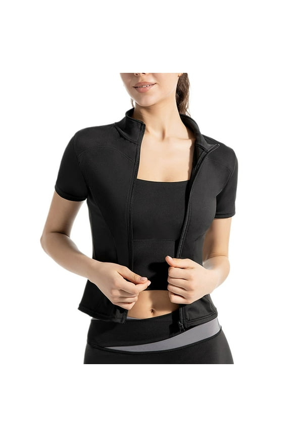 Women's UPF 50+ Jacket Short Sleeve Full Zip Sun Shirts Lightweight Sun Protection Yoga Tops