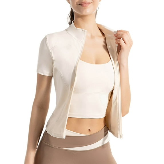 Plebaso Women's UPF 50+ Jacket Short Sleeve Full Zip Sun Shirts Lightweight Sun Protection Yoga Tops