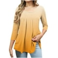 thumbnail image 1 of Plebaso Women's 3/4 Length Sleeve Tunic Tops Pleated Casual Summer Dressy Blouses Womens Clothes, 1 of 6