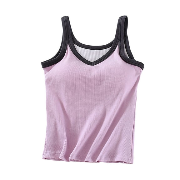 Plebaso Women's Camisole Top Yoga Tank Tops Built in Bras V Neck Spaghetti Strap Cami Sleeveless Shirts