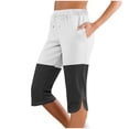 thumbnail image 1 of Plebaso Women's Capri Pants Colorblock Cropped Jogger with Pockets Casual Drawstring Capris for Women, 1 of 7