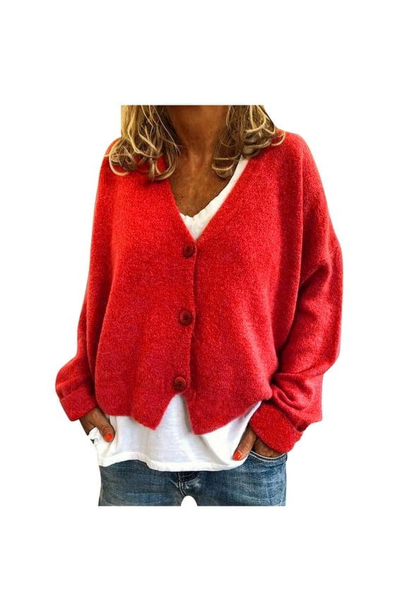 Women's Cardigan Sweaters Long Sleeve Button down Cropped Cardigans Comfy Knit Outwear Coat