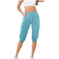 thumbnail image 1 of Plebaso Women's Cargo Shorts Knee Length Joggers Casual Drawstring Running Workout Shorts with Pockets, 1 of 7