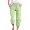 thumbnail image 1 of Plebaso Women's Casual Capri Pants Drawstring Wide Leg Crop Pants Lightweight Plain Capris with Pockets, 1 of 5