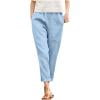 Plebaso Women's Casual Pants Elastic Waist Tapered Pants Lightweight Plain Ankle Trousers with Pockets