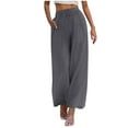 thumbnail image 1 of Plebaso Women's Casual Pants High Waisted Wide Leg Drawstring Pants Loose Beach Trousers with Pockets, 1 of 7