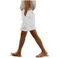 thumbnail image 1 of Plebaso Women's Casual Shorts Lace up Patchwork Beach Shorts Lightweight Plain Summer Shorts with Pockets, 1 of 7