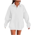 thumbnail image 1 of Plebaso Women's Collared V Neck Sweatshirts Oversized Casual Long Sleeve Womens Loose Pullover Shirts, 1 of 7