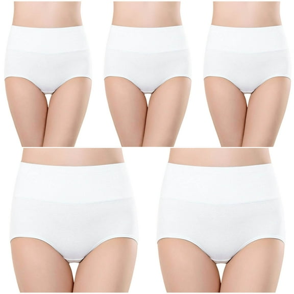 Plebaso Women's Cotton Underwear High Waist Briefs Full Coverage Ladies Comfortable Panties 4/5/6 Pack