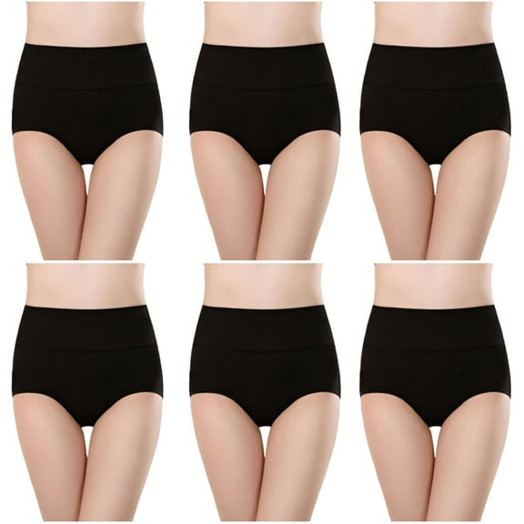 Plebaso Women's Cotton Underwear High Waist Briefs Full Coverage Ladies Comfortable Panties 4/5/6 Pack