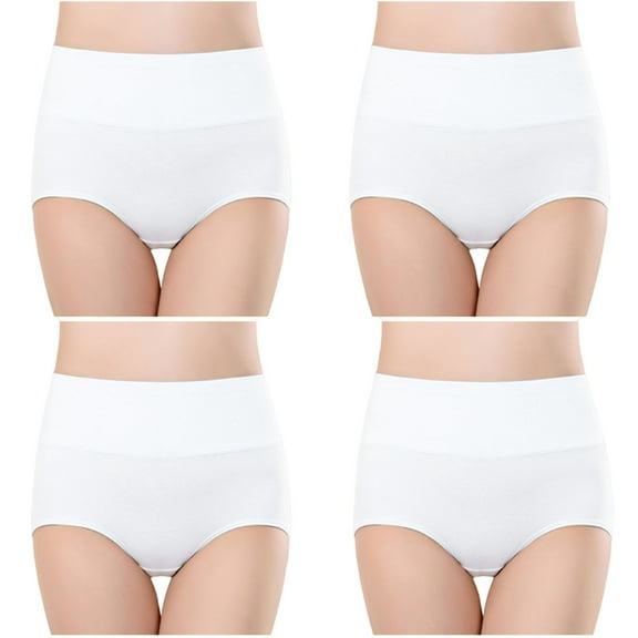 Plebaso Women's Cotton Underwear High Waist Briefs Full Coverage Ladies Comfortable Panties 4/5/6 Pack