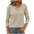 thumbnail image 1 of Plebaso Women's Fall Sweaters V Neck Long Sleeve Ribbed Knit Lightweight Tops Womens Sweater, 1 of 6