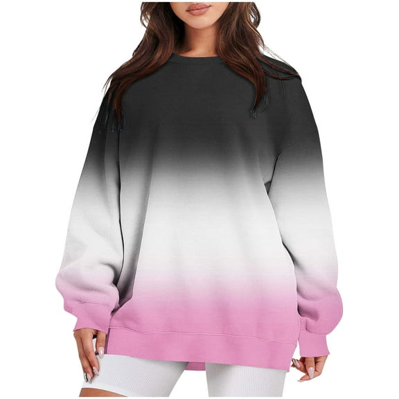 Plebaso Women's Fall Sweatshirt Crew Neck Long Sleeve Sweatshirts Casual Athletic Tops Pullover for Women
