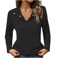 thumbnail image 1 of Plebaso Women's Fashion Sweatshirts Pocket Front Pullover Button V Neck Lightweight Tops for Women, 1 of 4