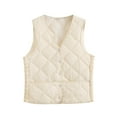 thumbnail image 1 of Plebaso Women's Fleece Lined Button down Vest V Neck Lightweight Padded Sleeveless Jacket with Pockets, 1 of 3