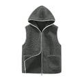 thumbnail image 1 of Plebaso Women's Full Zip Hooded Vest Sherpa Fleece Outerwear Womens Casual Sleeveless Jacket with Pockets, 1 of 6