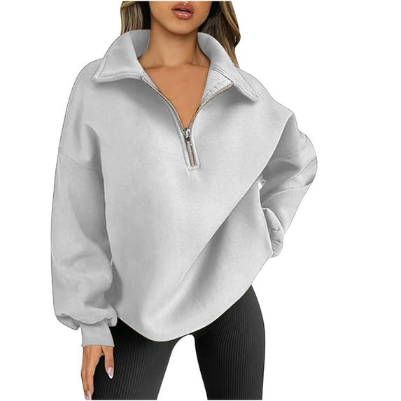 Plebaso Women's Half Zip Sweatshirts Collared Long Sleeve Workout Sweatshirt Fall Winter Pullover Tops