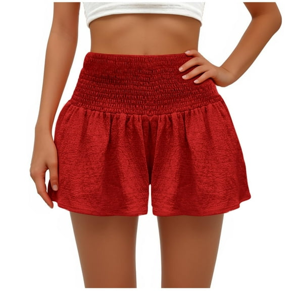 Plebaso Women's High Waist Shorts Pleated Loose Casual Shorts Lightweight Summer Dressy Shorts for Beach
