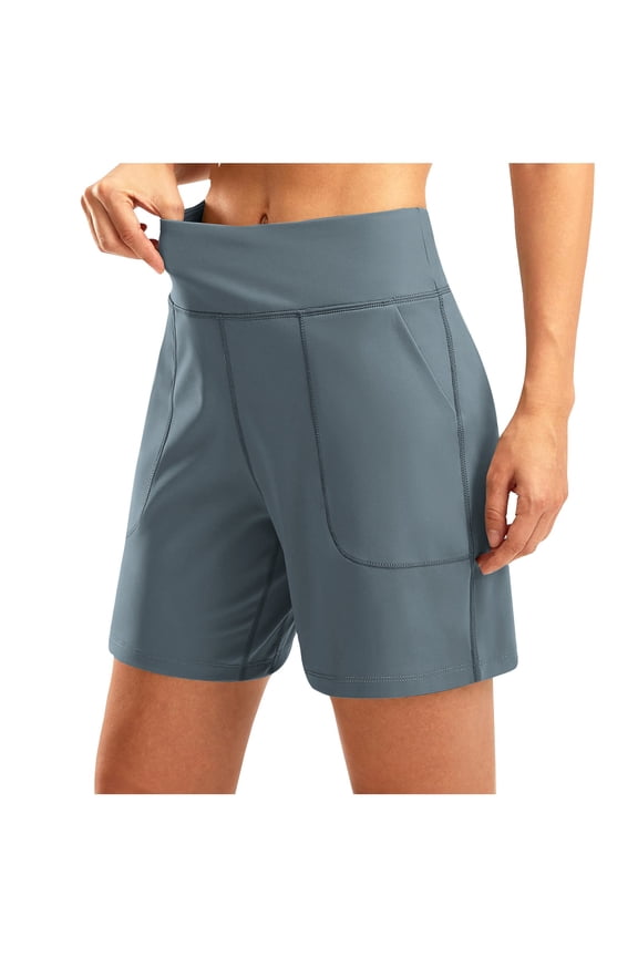Women's High Waisted Yoga Shorts with Pockets Loose Stretch Athletic Workout Shorts for Running