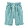 Plebaso Women's Knee Length Shorts Drawstring Casual Shorts with Pockets Solid Color Summer Beach Shorts
