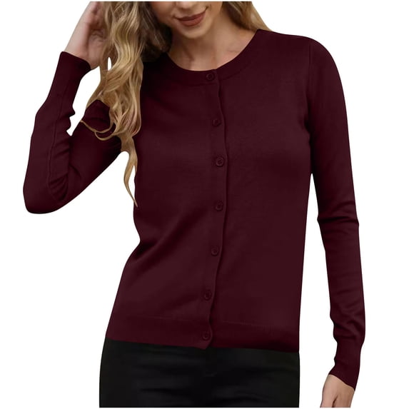 Plebaso Women's Knitted Cardigan Button down Casual Long Sleeve Lightweight Open Front Cardigan Sweaters