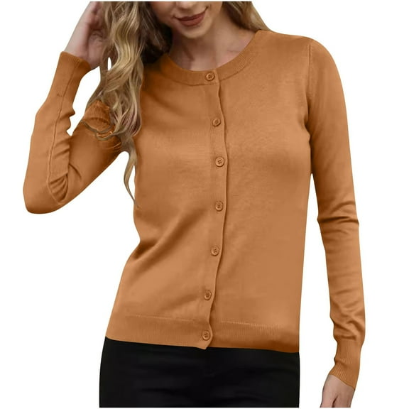 Plebaso Women's Knitted Cardigan Button down Casual Long Sleeve Lightweight Open Front Cardigan Sweaters