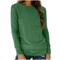 thumbnail image 1 of Plebaso Women's Long Sleeve Pocket T-Shirts Casual Crew Neck Basic Tee Shirts Fall Winter Clothes, 1 of 8