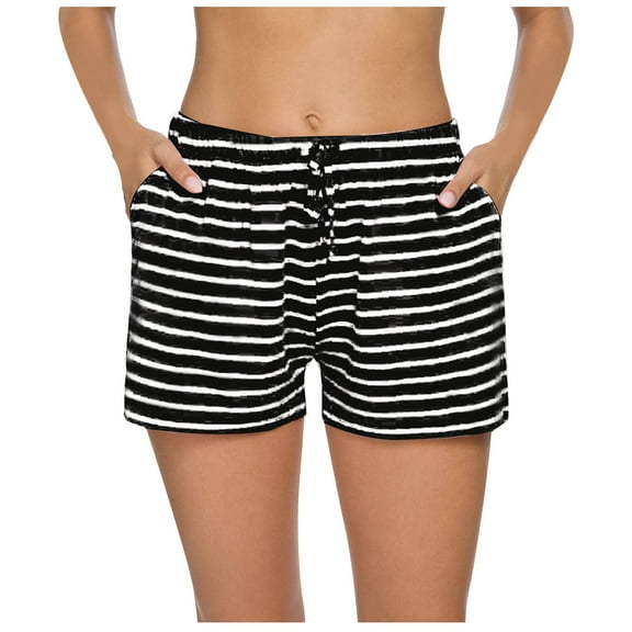 Plebaso Women's Lounge Shorts Casual Elastic High Waist Soft Shorts Comfort Drawstring Shorts with Pockets